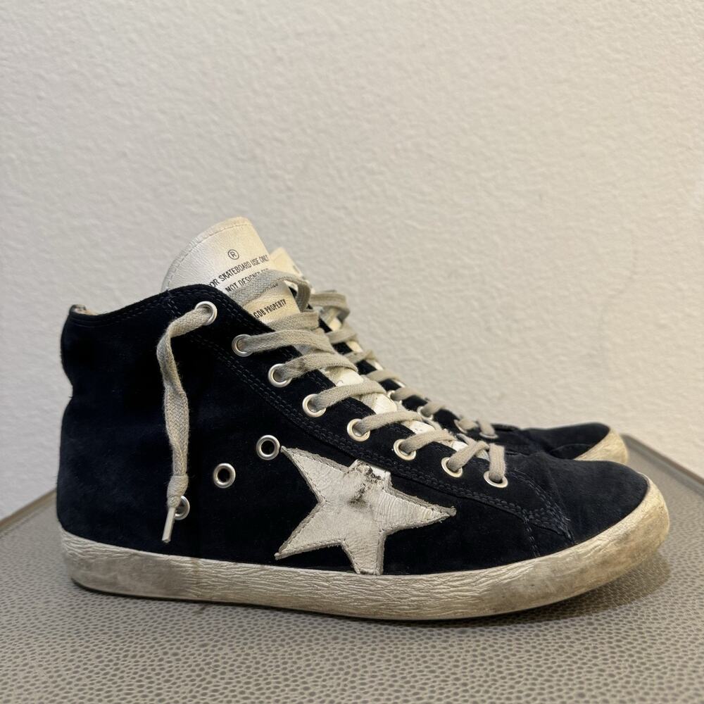 Women’s Golden Goose Francy High Top Sneakers Black Suede - Size 39 US 9